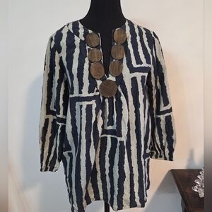 Tibi silk/cotton boho striped tunic Sz 6